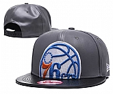 76ers Team Logo Gray Leather Adjustable Hat GS,baseball caps,new era cap wholesale,wholesale hats